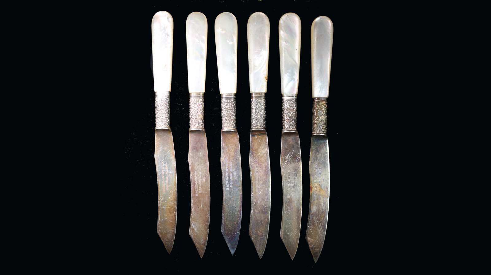 Antique Sterling Silver & Mother of Pearl BairdNorth Co.Butter Knives